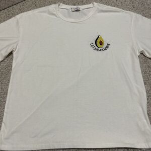 Free Valley Lets Avocuddle White Embroidered‎ Avocado Graphic T-Shirt Tee